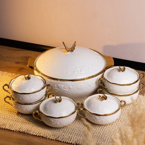 Суповой сервиз на 6 персон супница 3 (л) с бульонницами 300 (мл) тарелки для супа SPW-16 L-SPW-16 фото