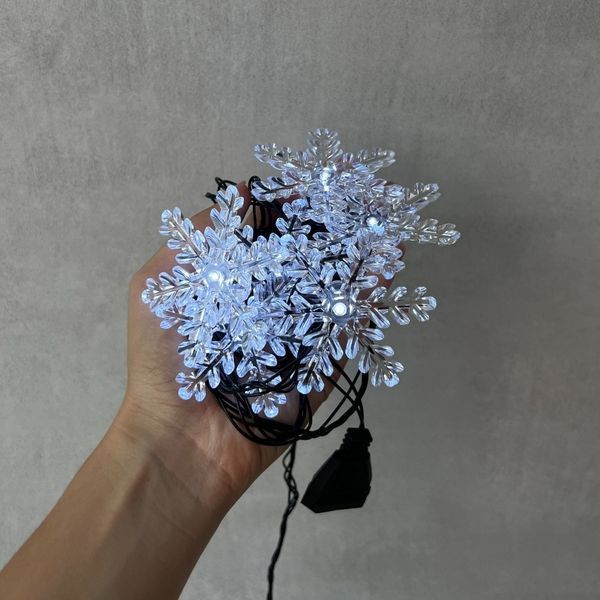 Гірлянда "Сніжинки", 10 LED, біла, 3 м, від електромережі (9133-026) E-9133026 фото
