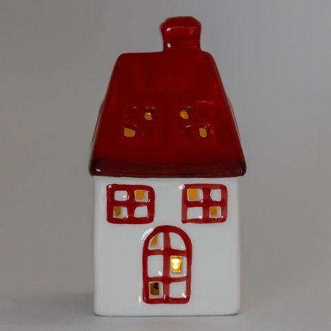 Светодиодный домик (LED), бело-красный, 15,6 см (6039-005) E-6039005 фото