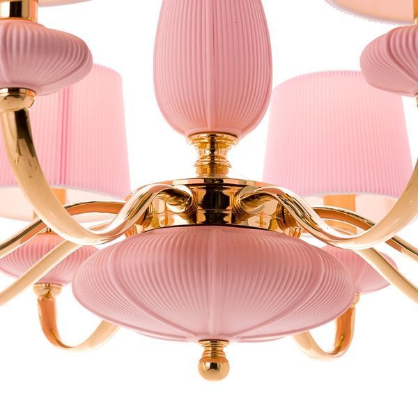 Люстра подвесная светло-розовая на 6 ламп (BL002/6pink) (BL002/6pink) E-BL002/6pink фото
