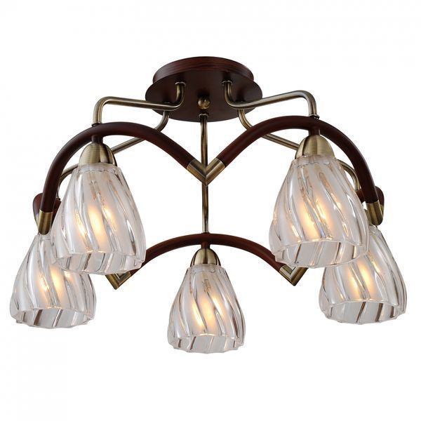 Люстра стельова на 5 золотистих ламп (NN004/5/ brass-walnut) E-NN004/5/ brasswalnut фото