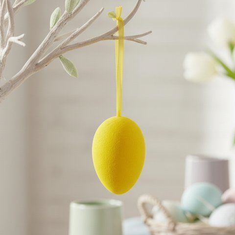 Набор из 3 подвесных флоковых крашанок, желтый, 9,5 см (5103-003/yellow) E-5103003/yellow фото