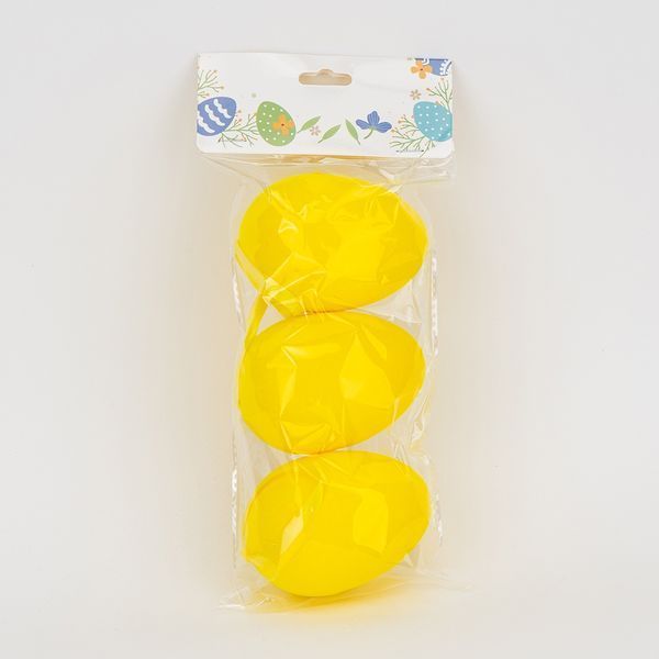 Набір з 3 підвісних флокових крашанок, жовтий, 9,5 см (5103-003/yellow) E-5103003/yellow фото