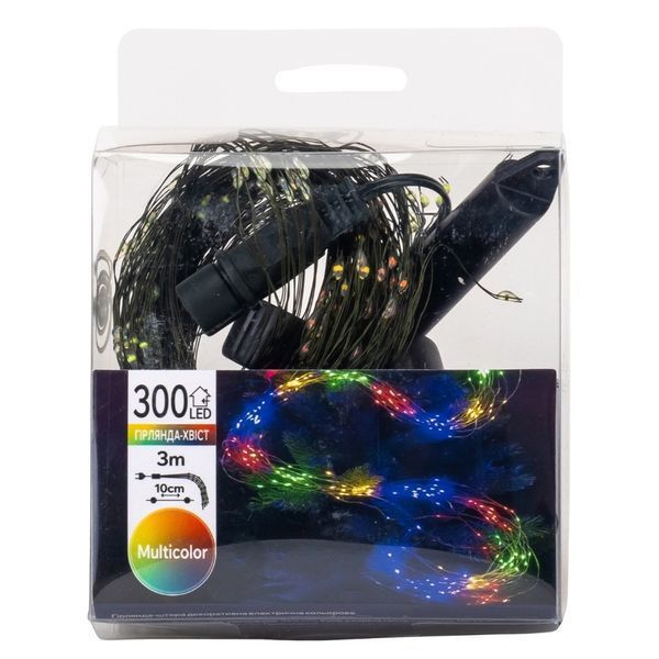 Гирлянда-хвост 300 LED, разноцветная, 3 м, от электросети (9133-019) E-9133019 фото