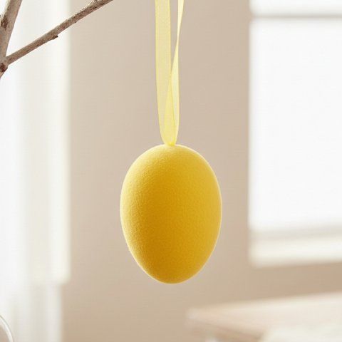 Набор из 5 подвесных флоковых крашанок, желтый, 7 см (5103-002/yellow) E-5103002/yellow фото