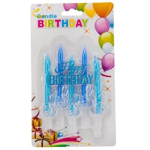 Набор свечей для торта "Happy Birthday", синие, 10,5 см. (9074-008) E-9074008 фото
