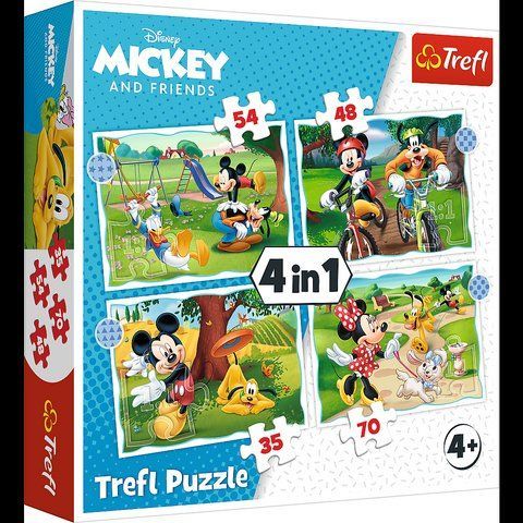 Набор пазлов 4 в 1 "Микки Маус, хороший день" (34604), Trefl T-34604 фото