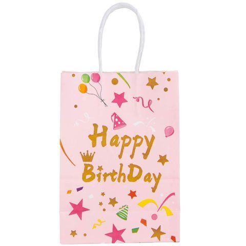 Подарунковий пакет "Happy birthday", рожевий, 21*15*8 см (9004-009) E-9004009 фото