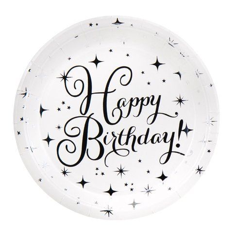 Набор тарелок "Happy Birthday", 10 шт, серебряный, 18 см (9092-009) E-9092009 фото