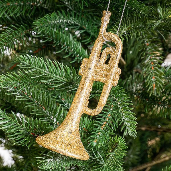 Украшение "Серебряная труба в блёстках" (024NR/gold) E-024NR/gold фото