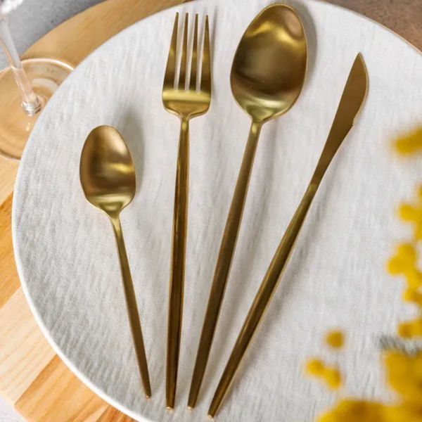 Набор столовых приборов 24 предмета столовый набор на 6 персон Золотистый HP-20-17 L-HP-20-17 фото