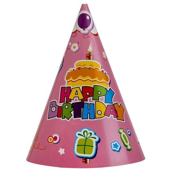 Набір ковпаків "Happy Birthday", 6 шт, рожевий, 24 см (9093-012) E-9093012 фото