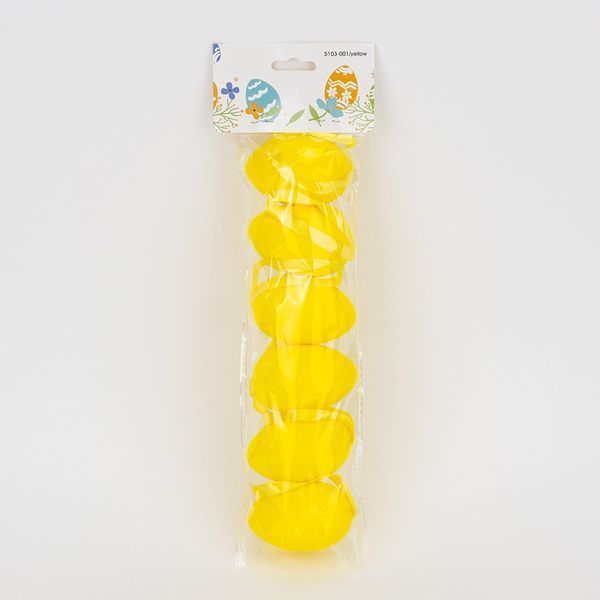 Набір з 6 підвісних флокових крашанок, жовтий, 6 см (5103-001/yellow) E-5103001/yellow фото