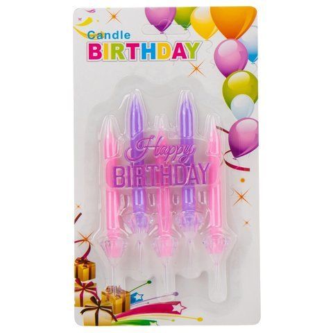 Набор свечей для торта "Happy Birthday", розовые, 10,5 см. (9074-007) E-9074007 фото