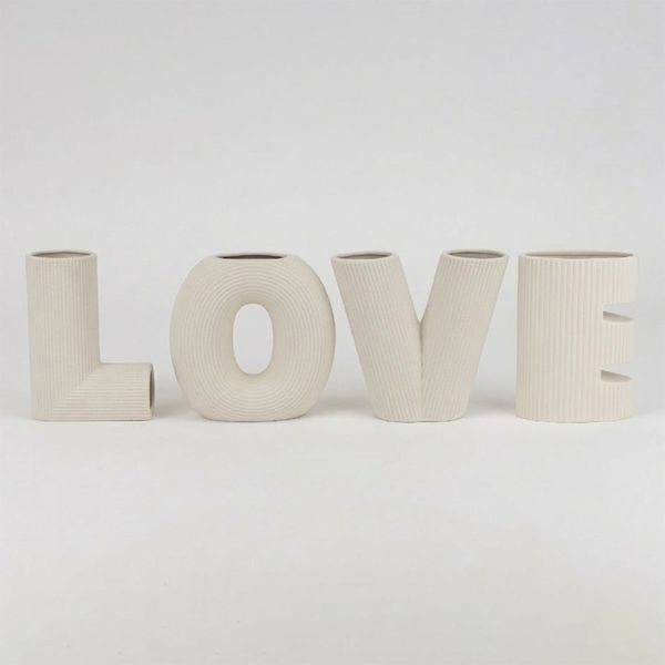 Набор из 4 ваз "Love", молочный, 15 см (9306-013) E-9306013 фото