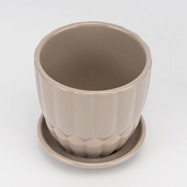 Керамическое кашпо "Капсула", серое, 12 см, 1 л (2029-003/beige) E-2029003/beige фото
