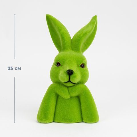 Фигурка флоковая "Пасхальный зайчик", зеленая, 25 см (12025-021) E-12025021 фото