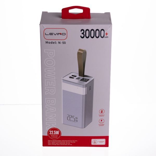 Повербанк 30000 mAh із швидкою зарядкою та ліхтариком 22.5Вт powerbank зарядка для телефону гаджетів Білий HP-N50 L-HP-N50 фото