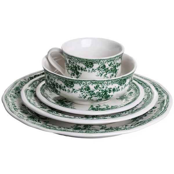 Столовый набор посуды 32 предмета на 6 персон Vintage Elegant фарфоровый Зеленый YY78-7A L-YY78-7A фото
