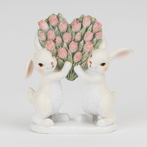 Статуэтка "Кролики с цветами", 14,5 см (5105-002) E-5105002 фото