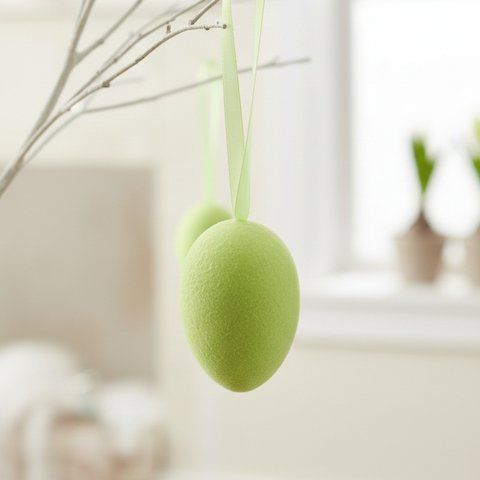 Набор из 3 подвесных флоковых крашанок, зеленый, 9,5 см (5103-003/green) E-5103003/green фото