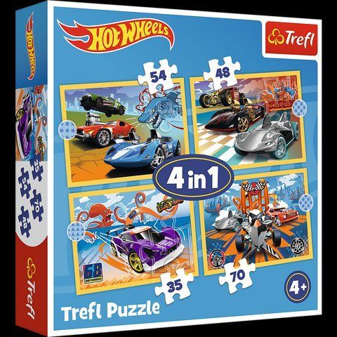 Набор пазлов 4 в 1 "Машинки Hot Wheels" (34627), Trefl T-34627 фото