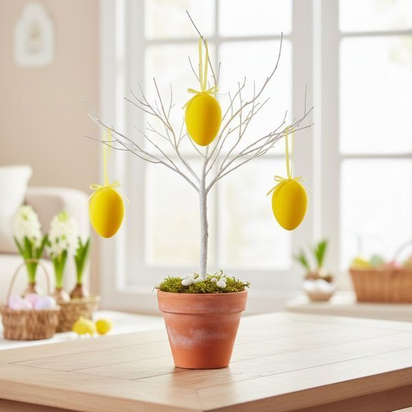 Крашанка флокова підвісна, жовта, 14 см (5103-004/yellow) E-5103004/yellow фото