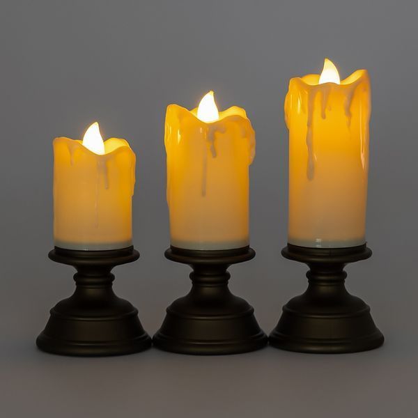 Набор из 3 светодиодных свечей (LED), айвори, 14 см (9262-004) E-9262004 фото