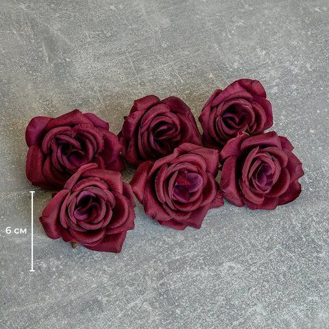 Головка троянди, бордова, 7,5 см (9222-049) E-9222049 фото
