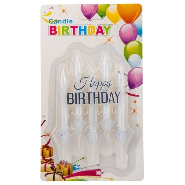 Набор свечей для торта "Happy Birthday", белые, 10,5 см. (9074-009) E-9074009 фото