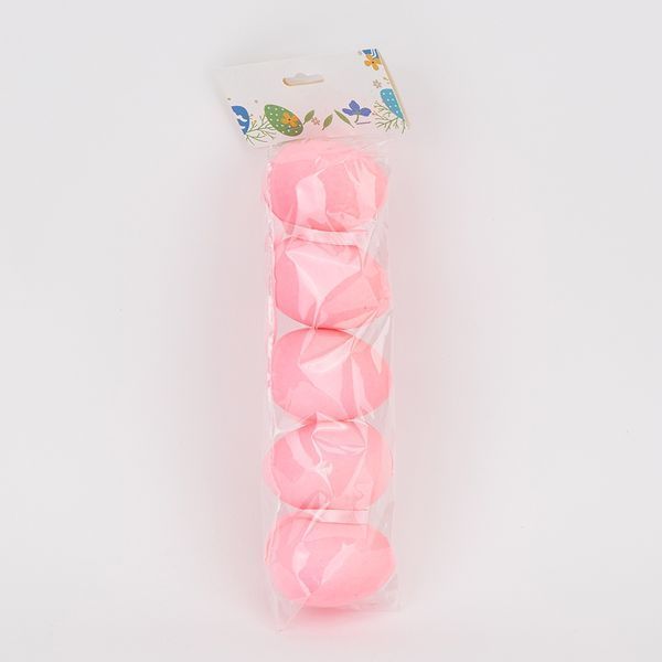 Набір з 5 підвісних флокових крашанок, рожевий, 7 см (5103-002/pink) E-5103002/pink фото