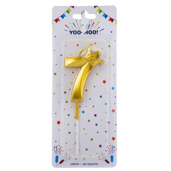 Свеча для торта "7", золотая, 13 см (9074-043) E-9074043 фото