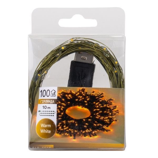Гірлянда "Роса" 100 LED, жовта, 10 м, від USB (9133-013) E-9133013 фото