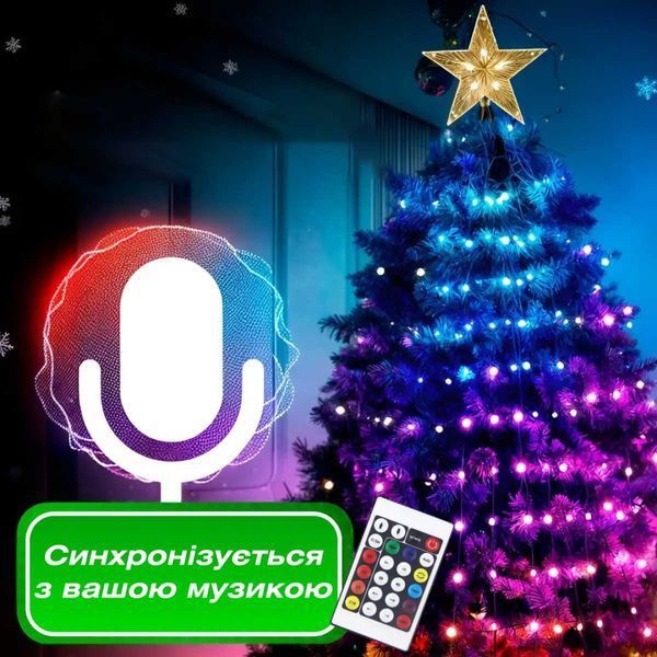 Умная гирлянда Smart 250 LED длина 2,5 м с управлением со смартфона зеленая, мультиколор 1733043GR L-1733043GR фото