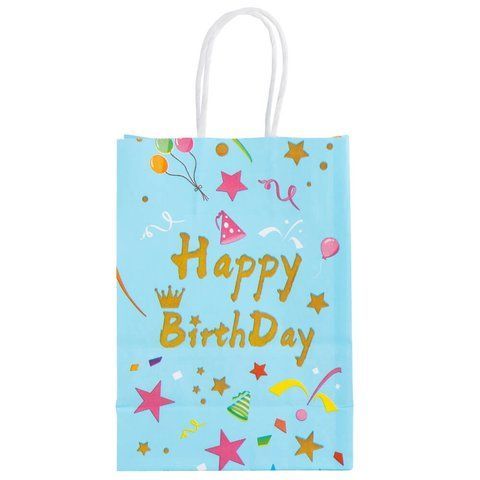 Подарочный пакет "Happy birthday", голубой, 21*15*8 см (9004-011) E-9004011 фото
