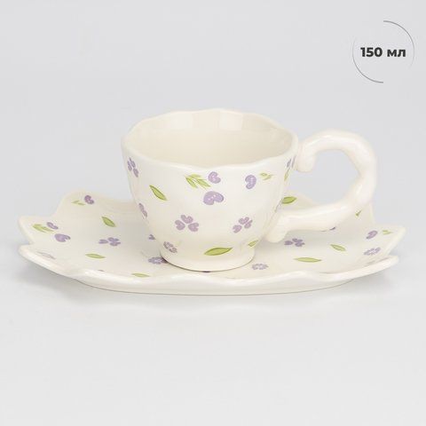 Чашка з блюдцем "Фіалкова ніжність", 150 мл (9295-018) E-9295018 фото