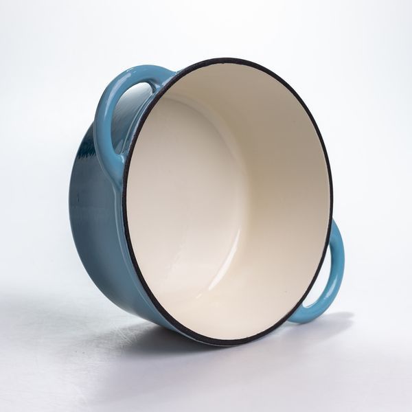 Каструля чавунна 2.5 л емальований з кришкою L-HP-1-14-BLUE фото