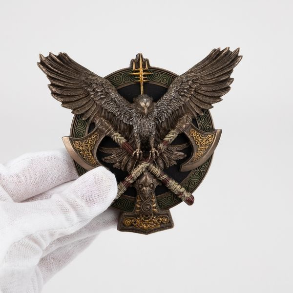 Щит "Крылья Вальхаллы: сокол и два топора на щите", 9 см (78511A4) E-78511A4 фото