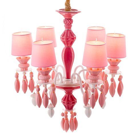 Люстра подвесная розовая на 6 ламп (BL001/6pink) (BL001/6pink) E-BL001/6pink фото