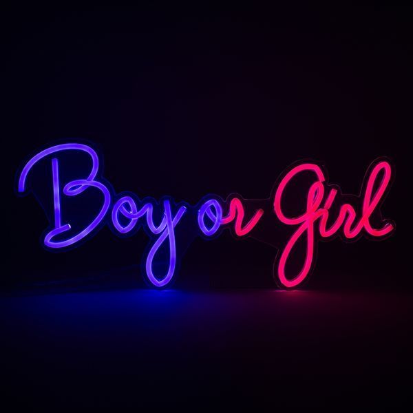 Светодиодная (LED) неоновая вывеска "Boy or Girl", от сети, сине-розовая, 50*20 см (9318-009) E-9318009 фото
