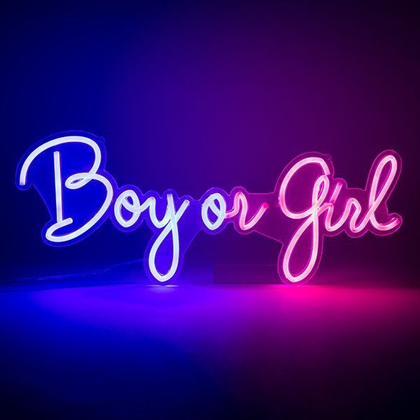 Светодиодная (LED) неоновая вывеска "Boy or Girl", от сети, сине-розовая, 50*20 см (9318-009) E-9318009 фото