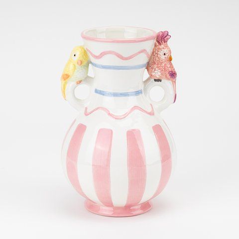 Ваза "Парочка попугаев", розовая, 24 см (5106-014/pink) E-5106014/pink фото