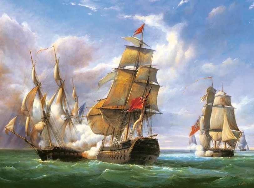 Пазл із 3000 елементів "Копія &laquo;Битва французького фрегата &laquo;La Canonniere&raquo; та англійського судна &laquo;The Tremendous&raquo;" (C-300037), Castorland C-300037 фото