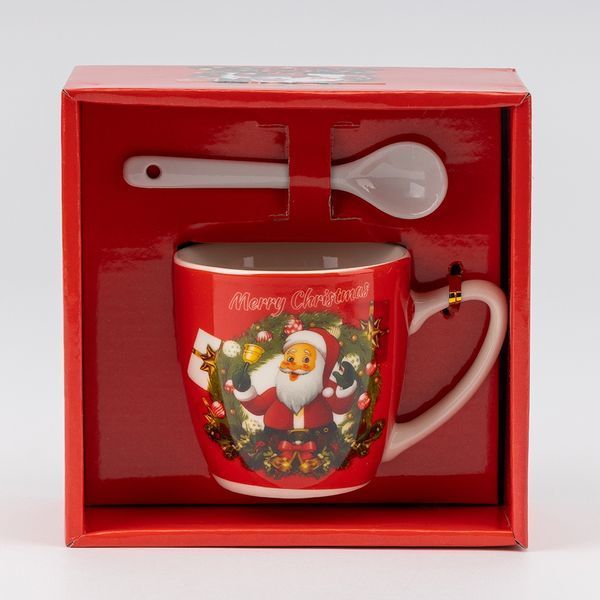 Кружка с ложечкой "Happy Santa", 180 мл * Рандомный выбор дизайна (9250-026) E-9250026 фото