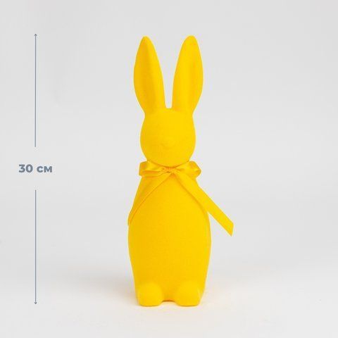 Фігурка флокова "Великодній зайчик", жовта, 30 см (12025-003) E-12025003 фото