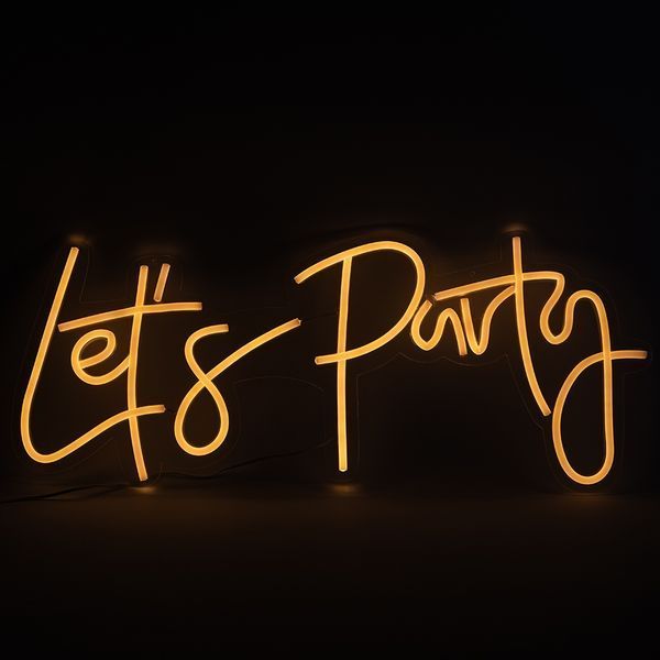 Светодиодная (LED) неоновая вывеска "Let's Party", от USB, оранжевая, 56*24 см (9318-008) E-9318008 фото