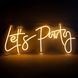 Светодиодная (LED) неоновая вывеска "Let's Party", от USB, оранжевая, 56*24 см (9318-008) E-9318008 фото 3