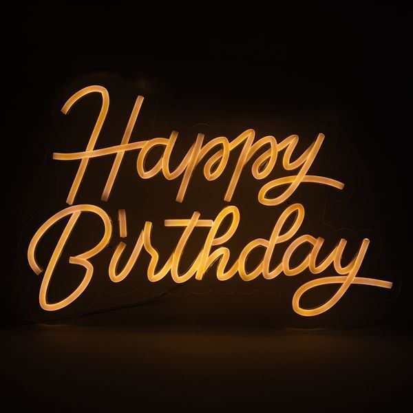Светодиодная (LED) неоновая вывеска "Happy Birthday", от USB, оранжевая, 40*27 см (9318-006) E-9318006 фото