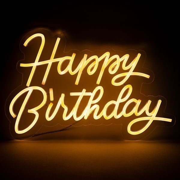 Светодиодная (LED) неоновая вывеска "Happy Birthday", от USB, оранжевая, 40*27 см (9318-006) E-9318006 фото
