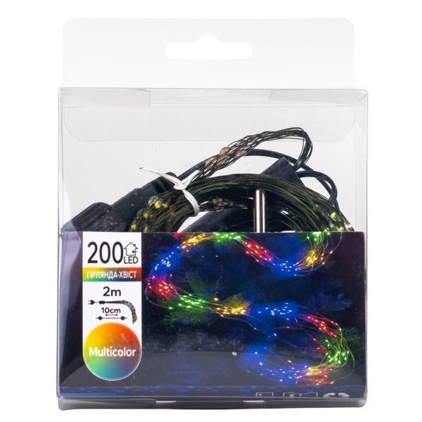 Гирлянда-хвост 200 LED, разноцветная, 2 м, от электросети (9133-018) E-9133018 фото